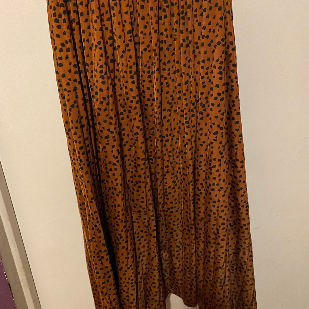 Eloquii Midi accordion like brown with black dots skirt